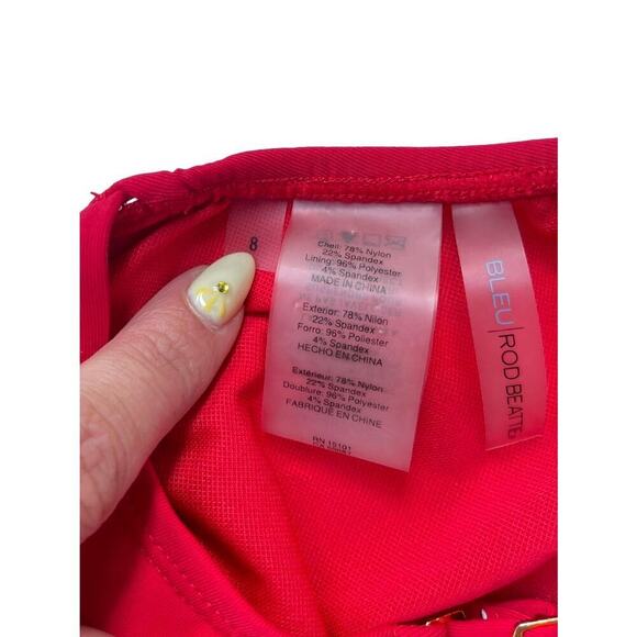 Bleu Rod Beattie Red Americana One Piece Swimsuit Side Back Lace Down Detail - 8 - Picture 5 of 12